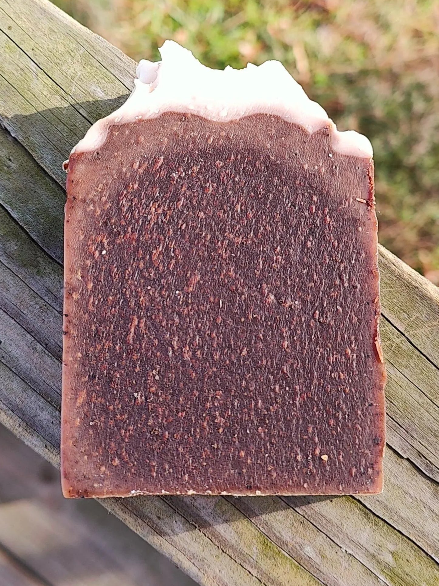 Coffee donut soap showing close up detail
