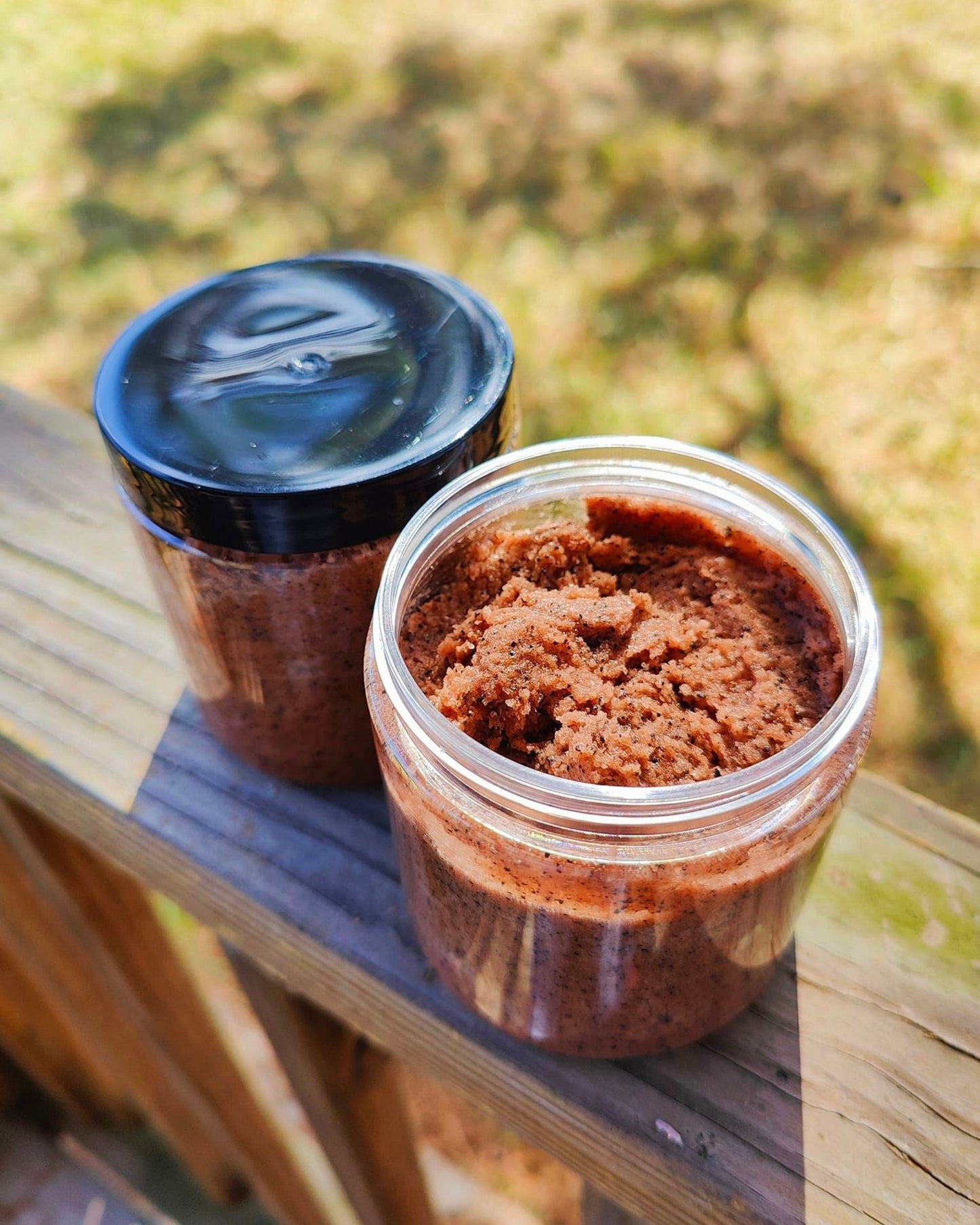 body polish with coffee and milk close up showing detail